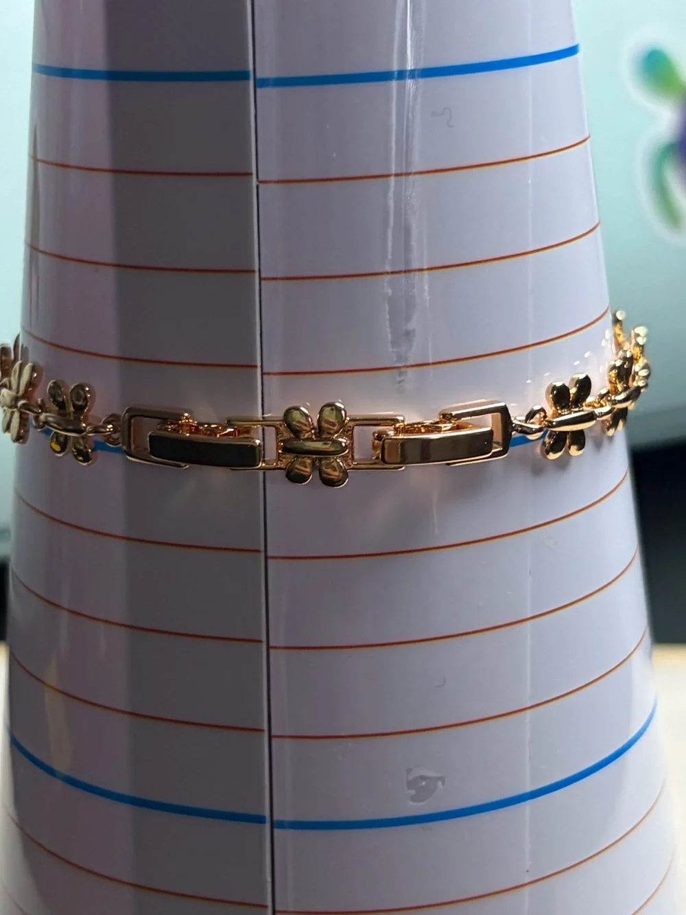 Gold Floral Bracelet with Pastel Blue, Pink, Purple & Green Stones